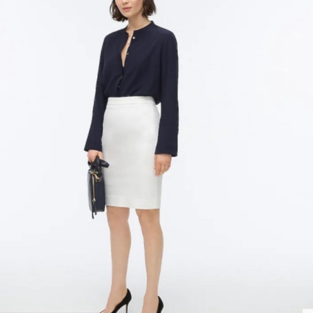 J.CREW No. 2 Double-serge Cotton Pencil Skirt in Stone